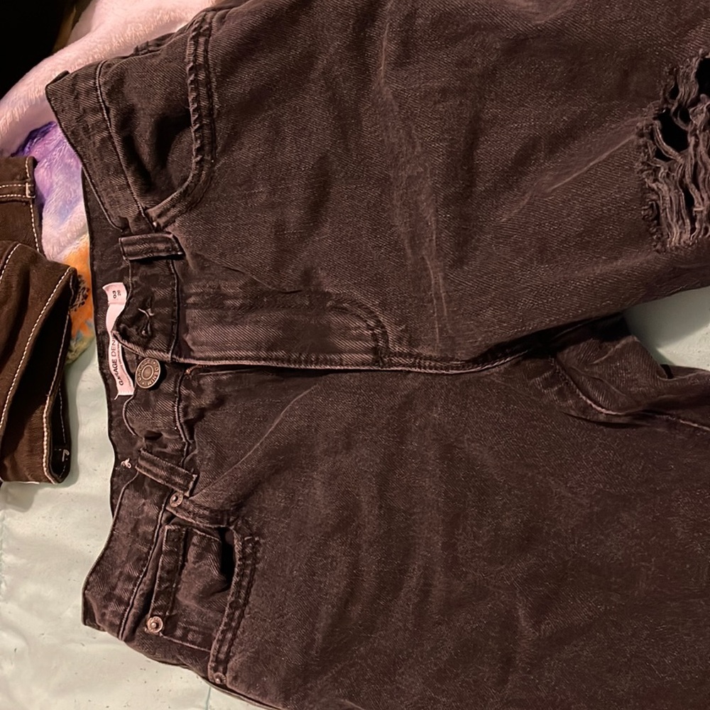 WORN ONCE distressed dark wash vintage denim jeans